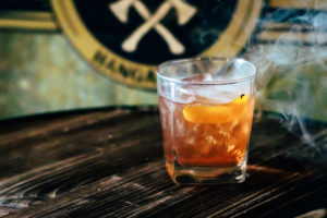 Smoked Old Fashioned Cocktail served at detroit axe throwing